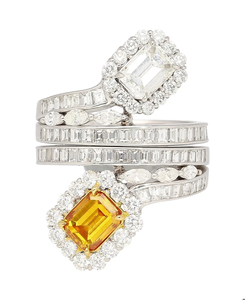 Bague Cocktail Citrine pour Femme, Plaqué Or 18K, Pierre Naturelle Taille Émeraude, Sertissage à Griffes, Style Fiançailles Glamour, Plaqué Argent 925 - Product Image 3