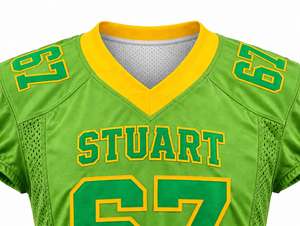 Camiseta Deportiva Sublimada Personalizada de Fútbol Americano, Verde Lima y Amarillo, Cuello en V, Uniforme de Equipo, Malla de Secado Rápido, Nombre y Número Personalizados - Product Image 4