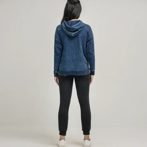 Sudaderas con capucha de mezclilla |   Nueva Sudadera con Capucha Estilo Americano Retro para Hombre y Mujer, Lavada, Holgada, Casual, Corte Regular, en Mezclilla, Unisex, 2026 - Product Image 3