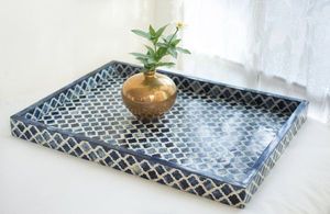 Plateau de service en os incrusté sur mesure, dernier design, plateau en os incrusté d'Inde, meilleure couleur et taille personnalisée en provenance d'Inde - Product Image 2