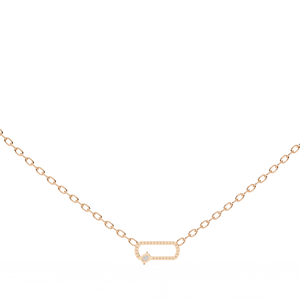 Collier pendentif en argent 925 or rose avec moissanite taille émeraude, chaîne à maillons géométriques, ras-de-cou minimaliste, pour usage quotidien, unisexe - Product Image 3