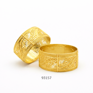 Bracelets Kada larges pour femmes MOLL JEWELLERS, plaqués or 24 carats, en alliage et zircon, motif floral tendance, design filigrané complexe, micro-pavé - Product Image 3