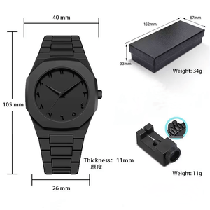 Reloj de Cuarzo con Esfera Árabe Negro de Moda para Hombre, Regalo, Venta al por Mayor, Relojes de Pulsera Personalizados, Montre Arabe Pour Homme - Product Image 3