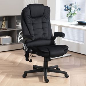 Sedia da Ufficio Direzionale Nera con Schienale Alto, Massaggio Vibrante a 6 Punti, Riscaldamento, Design Contemporaneo Confortevole in Velluto, Nylon e PU per Scrivanie - Product Image 2