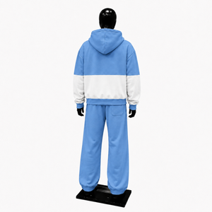 Conjunto Deportivo Casual de Dos Piezas para Hombre, Color Azul y Blanco, Sudadera con Cremallera Completa y Pantalones Jogger a Juego, Premium, Moderno, en Oferta - Product Image 2