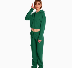 Activewear Set Custom Designer Woman Crop <b>Top</b> Sweatpants Oversized <b>Sweat</b> Suits Streetwear Tracksuit Cotton Manufacturers - Product Image 1