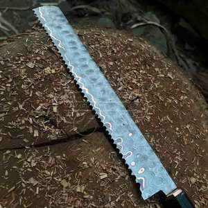 Cuchillo de Cocina Artesanal de Alta Calidad con Hoja 440C y Mango de Madera con Línea Plateada, con Funda de Cuero - Product Image 5