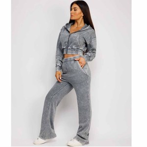 Ensemble de survêtement à capuche pour femme, haut court à manches longues avec poche, coupe ample, sweat-shirt décontracté, pantalon de jogging, toutes saisons - Product Image 6