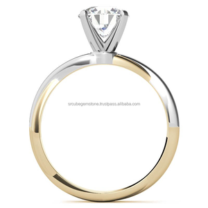 Anillo de compromiso de plata 925 con corte redondo de 6,50mm Lab Grown VS1 Clarity F Color Diamond Gold Plated para la fabricación de joyas de boda - Product Image 5