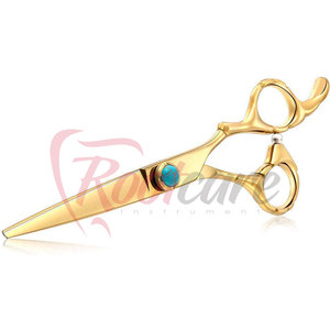 Tijeras de Barbero Profesionales Doradas, Hechas a Mano, de Acero Inoxidable, con Cuchilla Afilada, para Uso en Salón, para Diestros - Product Image 5