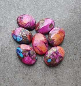 Cabujón ovalado de turquesa rosa de ostra espinosa, piedra suelta calibrada para fabricación de joyas y manualidades - Product Image 3