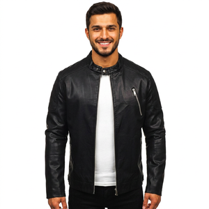High Quality Custom <b>Men's</b> <b>Leather</b> <b>Jacket</b> Hot Selling Long Zipper Design Most Popular <b>jacket</b> for <b>men</b> - Product Image 1