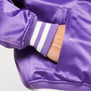 <b>Men's</b> <b>Purple</b> Satin Varsity Jacket Regular Fit Turn-down Collar Zipper Closure Casual Outerwear Autumn Wear - Product Image 4