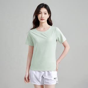 Camiseta deportiva de secado rápido con 88% poliéster y 12% spandex, que absorbe la humedad, para mujer, de manga corta, para gimnasio. - Product Image 4