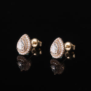 Pendientes de Diamantes en Forma de Pera en Oro Rosa, Joyería de Lujo para Mujer, Diamantes Naturales, Color G - Product Image 4