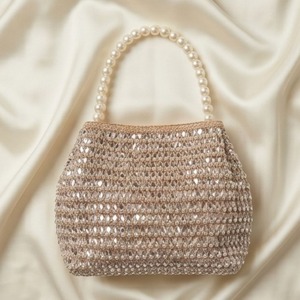 Handcrafted Evening Clutch Purse Beaded Embroidery with <b>Mirror</b> Work Trapezoid Shape Rhinestone & Crystal Decorative <b>Chains</b> - Product Image 5