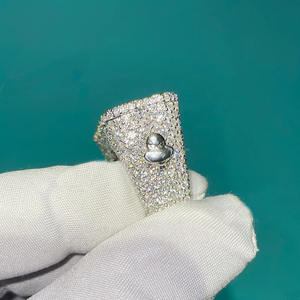 Iced Initial Letter <b>Ring</b> <b>925</b> <b>Silver</b> Moissanite Rhodium Plated Pave Setting Hip Hop Men's Personalized Name Logo Pinky <b>Ring</b> - Product Image 4