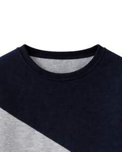 Sweat-shirt en molleton personnalisé pour femme, coloris bleu marine, gris clair et bleu ciel, col rond, en mélange de coton, décontracté, pour l'hiver - Product Image 5