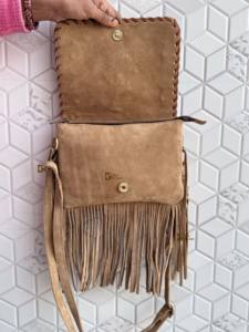 กระเป๋าถือหนังวัวมีพู่ห้อยทำจากหินสีเทอร์ควอยส์กระเป๋าถือสไตล์ตะวันตกสไตล์ยิปซีโบฮีเมียนกระเป๋าอเนกประสงค์ - Product Image 4