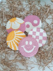 Juego de Posavasos Redondos con Cuentas de Vidrio Hechas a Mano con Diseño de Frutas (Sandía, Kiwi, Limón) para Decoración de Mesa - Product Image 5