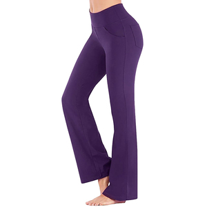 Pantalon de sport évasé taille mi-haute pour femme, tendance, élégant, pour le fitness et le yoga - Product Image 2