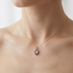 จี้รูปหัวใจอะเล็กซานไดรต์ พลอยประจำเดือนมิถุนายน เปลี่ยนสีได้ ชุบทอง 14K ทำจากทองเหลือง ดีไซน์น่ารัก ประณีต ทำด้วยมือ สำหรับผู้หญิง - Product Image 3