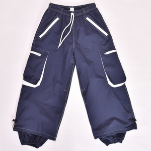 Pantalones de nieve impermeables azul marino personalizados al por mayor 2025 con bolsillos Cargo grandes elegantes y Forro cálido - Product Image 1