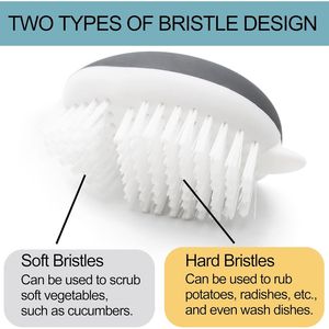 Set di 2 Spazzole per Patate Antiscivolo con Setole Rigide Flessibili e Punti per Rimuovere la Buccia, Utensili per Frutta e Verdura - Product Image 3