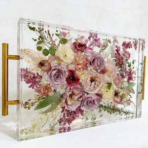 Plateau en résine pour la conservation des fleurs, idéal pour les mariages et la préservation des fleurs |   Conservation des bouquets |   Art floral en résine |   Cadeau de mariage |   Mer - Product Image 4