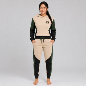 Custom Logo Ladies Gym Sportswear Breathable Solid Pattern Oversized Long Sleeve Hoodie and <b>Joggers</b> Set Tracksuit for Women's - Product Image 1