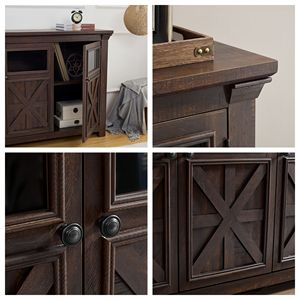 4-Door Farmhouse-Style TV Stand and Coffee Table Barn-Design Buffet <b>Sideboard</b> and Bar Cabinet for Home or Office Use - Product Image 6