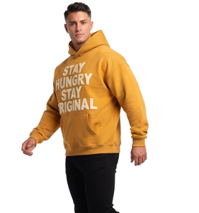 Winter Style Fashion Boxy Hoodie Mens 100% Cotton Heavy Fleece Boxy Hoodie Men Drop Shoulder Puff Printing Hoodies Men's - Product Image 5