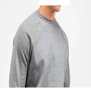 Men's Gray Cotton Sweatshirt And Joggers <b>Set</b> Crew Neck Casual <b>Knitted</b> Autumn Wear Solid Color Breathable - Product Image 6
