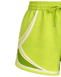 Women <b>Lime</b> <b>Green</b> Sports <b>Shorts</b> Polyester Spandex Breathable Mesh Panel Elastic Waist Drawstring Gym Running Workout Casual - Product Image 3