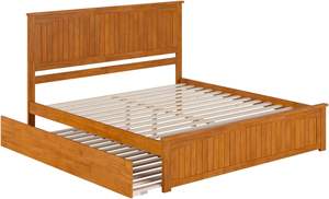 Cama de plataforma de madera maciza tamaño King de diseño tradicional con juego de estribos a juego de estribos Twin XL - Product Image 2