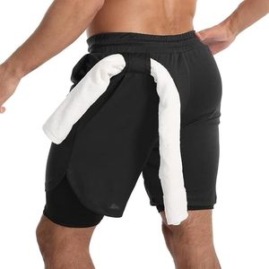 Custom Logo Men's Double <b>Layer</b> Blank Sports Athletic Workout Running Gym Shorts With Liner Breathable 2 In 1 Activewear Shorts - Product Image 6