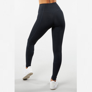 Leggings de sport taille mi-haute pour femme, couleur unie, avec impression de logo personnalisée, tissu respirant à séchage rapide, vente directe usine pour la gym - Product Image 6