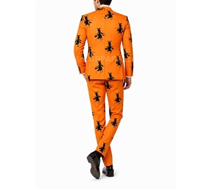 Men's Halloween Suit Orange Pumpkin Witch Print 2-Piece Costume, Spooky <b>Blazer</b> & Pants, Party Cosplay Outfit for Men - Product Image 2