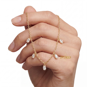 Collier pendentif avec diamant de laboratoire taille ovale, en argent sterling 925 plaqué or, style luxueux, cadeau pour femme, mariage - Product Image 1