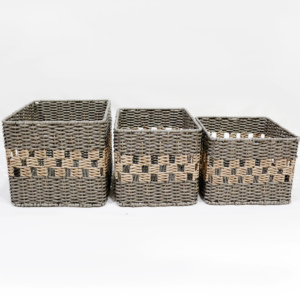 Wholesale <b>Set</b> 3 Pcs Poly Storage Baskets Handles Multifunctional Clothing Organizer for Kitchen Wardrobe Living Room <b>Bedding</b> - Product Image 5
