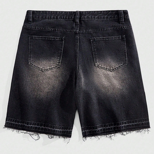 Shorts en jean délavé personnalisés avec strass et motifs graphiques, style streetwear décontracté avec poches obliques, pour unisexe - Product Image 2