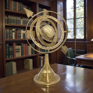 Globe armillaire vintage en laiton avec sphère terrestre centrale, globe céleste décoratif, ornement de table pour la maison, le bureau ou le bureau d'étude - Product Image 6