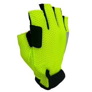 Sporty Fingerless Cycling Gloves Wrist Length Breathable PU Eco-Friendly Touchscreen Green Black Mesh Design Spring Summer - Product Image 5