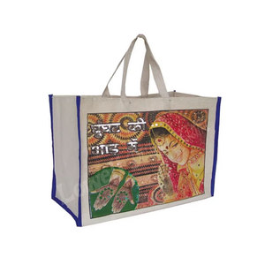 Eco Laminated Jute Reusable Tote Canvas Bags Custom Printed Logo Shopping Tote Bag Durable Laminated Canvas <b>Handbag</b> Grocery - Product Image 1