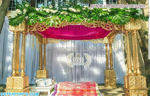 Décoration de mariage malais Mandap Cum scène Style sud-indien FRP mariage Mandap Cum scène Grand mariage carré Fiber Mandap USA - Product Image 4