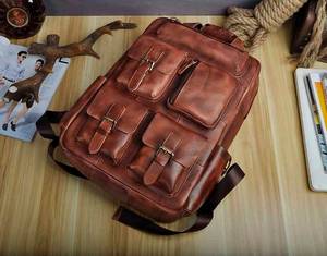 <b>Large</b> Capacity Waterproof <b>Leather</b> <b>Backpack</b> Vintage Anti-Theft Laptop Bag for Business Trip Rucksack LBP-0335 - Product Image 6