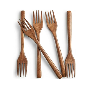 Ensemble de 5 couverts en bois d'acacia faits à la main avec long manche, accessoires de table en gros - Product Image 1