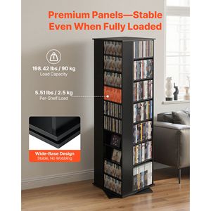 Moderno Armadio Portadischi a 34 Scomparti per CD/DVD/Libri/Giochi con Torre Girevole - Product Image 3