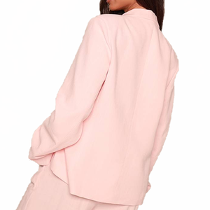 Blazer rose pour femme, longueur standard, en polyester, style professionnel pour le bureau, manches trois quarts, bouton unique, OEM - Product Image 4