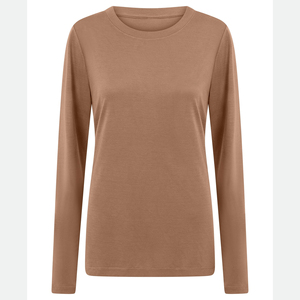 T-shirt à manches longues 100 % coton pour femme, personnalisable, vierge, décontracté, basique, vente en gros - Product Image 5